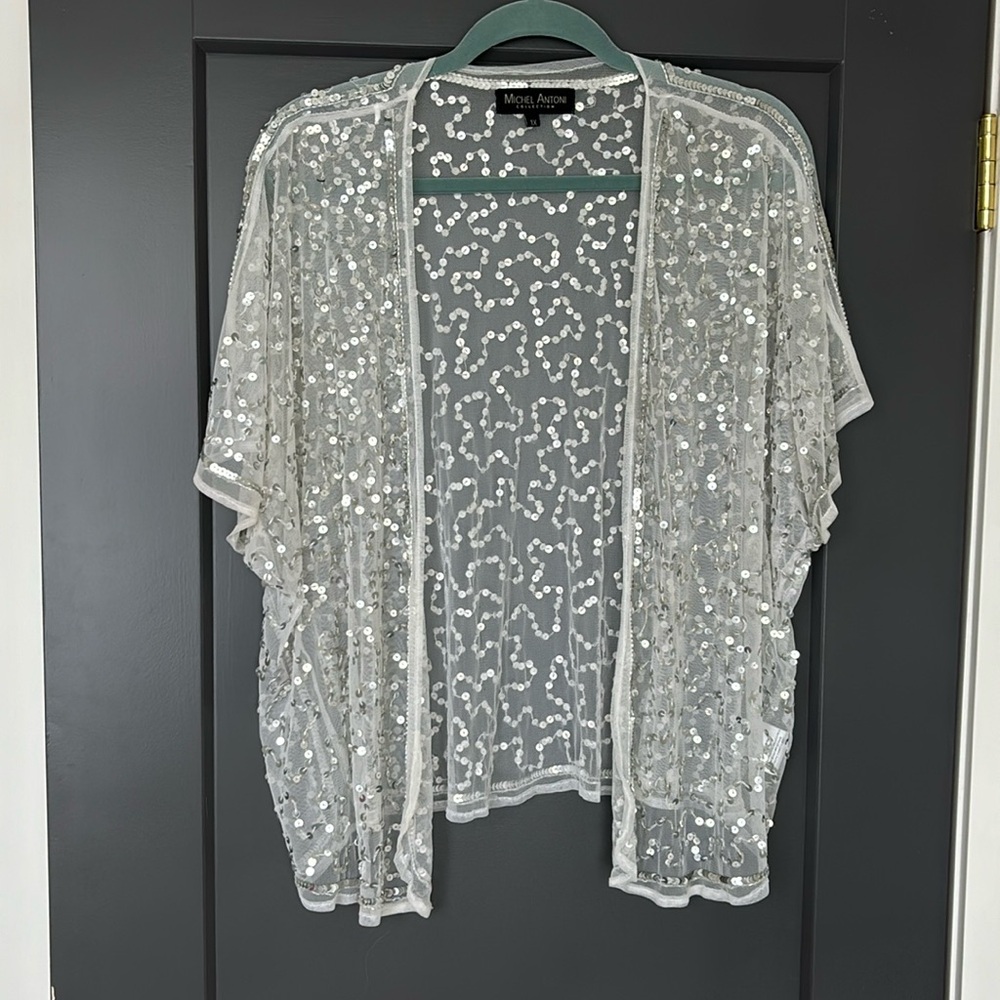 Moa Moa White Sequin Women's Blouse